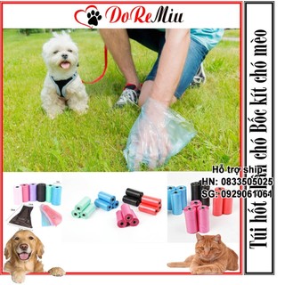 STHA- 1 cuộn 15 Túi hốt phân chó bốc kít túi nilon dùng bọc xẻng gắp phân