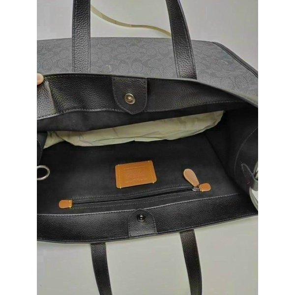 Túi Tote Nam Đeo Chéo Cao Cấp Da Thật Hoạ Tiết Canvas Size Đại Coach