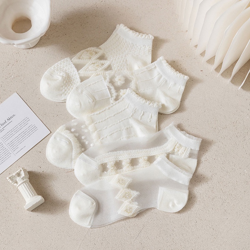 Set 5 Đôi Vớ Ren Mỏng Xuyên Thấu Thời Trang Cho Nữ