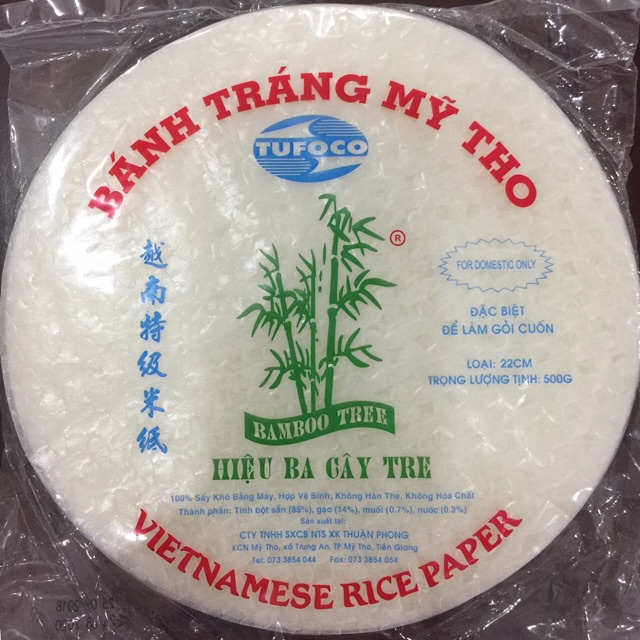 Bánh tráng Mỹ Tho 3 cây tre size 22cm túi 500g/ 250g