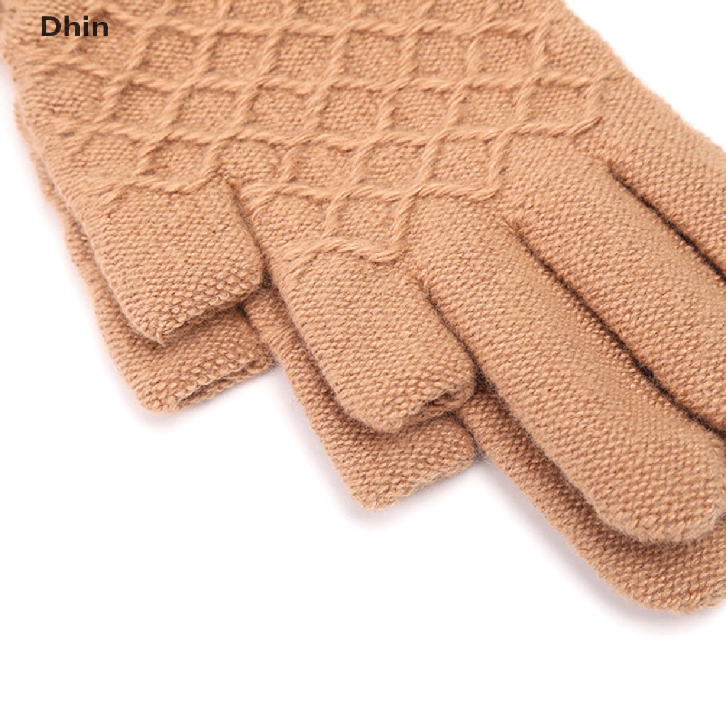 [Dhin] Găng Tay Len Hở Ngón Mềm Mại Giữ Ấm Mùa Đông Màu Trơn Dùng Khi Đạp Xe Ngoài Trời