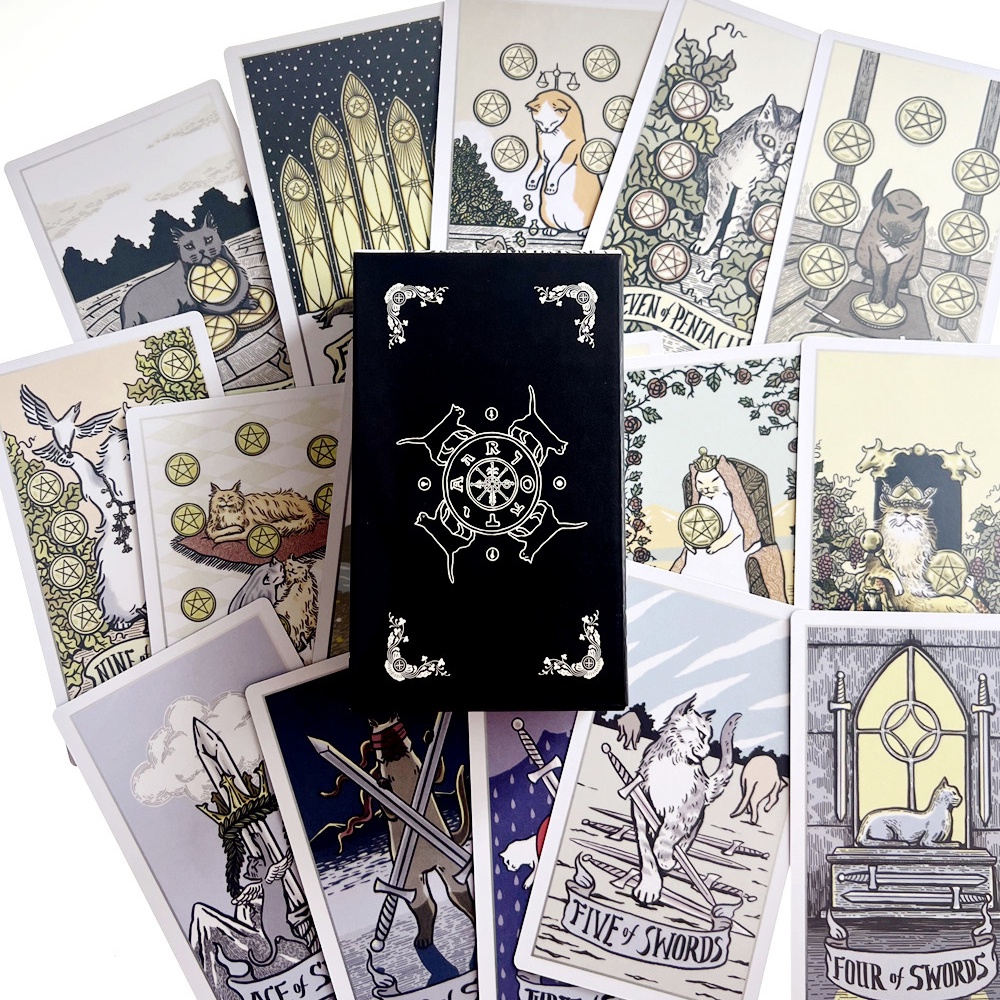 [Size Gốc] Bộ Bài Stray Cat Tarot 78 Lá Bài 7x12 Cm Tặng Đá Thanh Tẩy S142