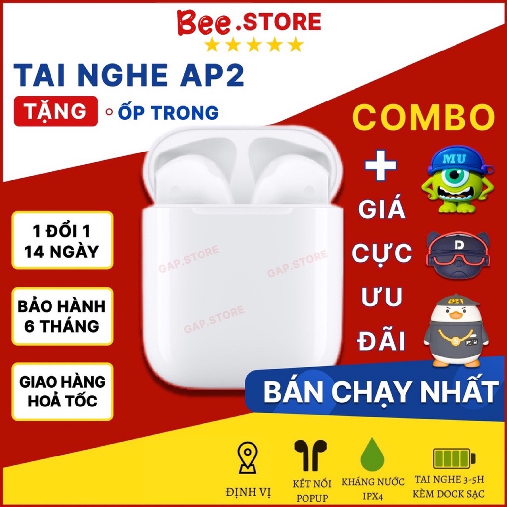 Tai nghe Bluetooth AlP2 Không Dây Full Chức Năng Pin Trâu 4-6h, Định Vị, Đổi Tên, Chính Hãng PKT