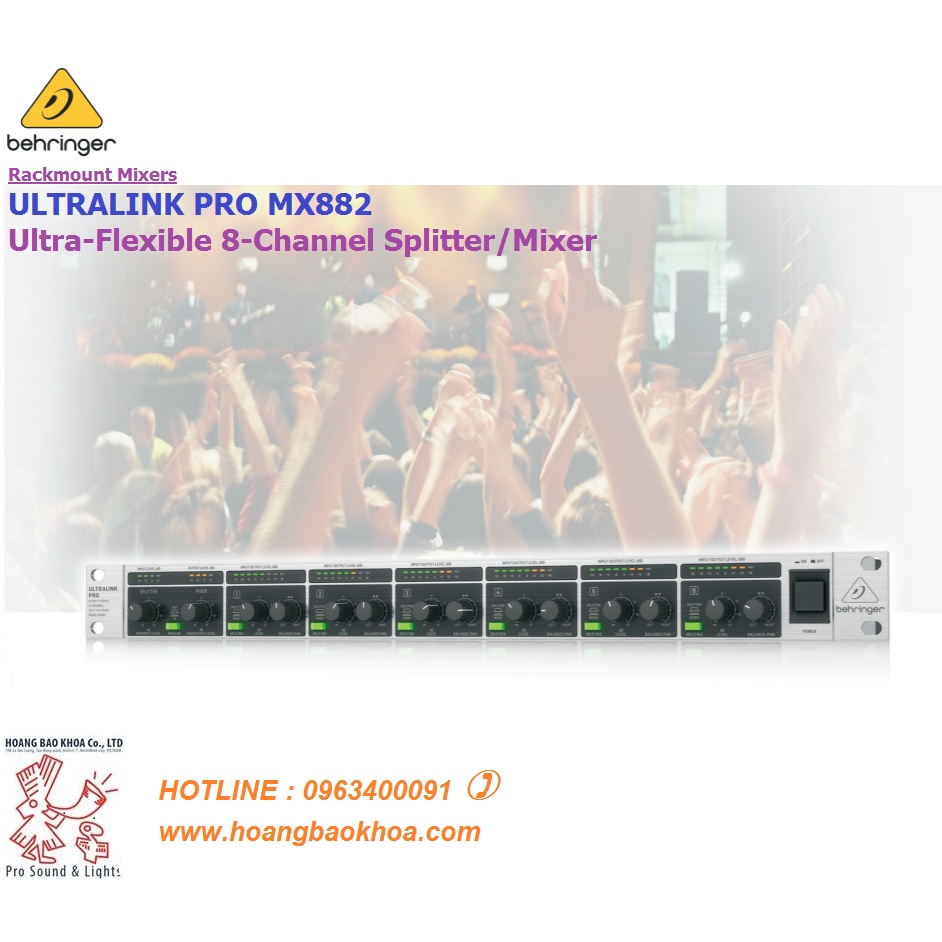 MX882 V2 Analog Rack Mixer Behringer 8-Channel - Thiết Bị Chia Vùng/Zone Tín Hiệu Âm Thanh Behringer MX882 V2