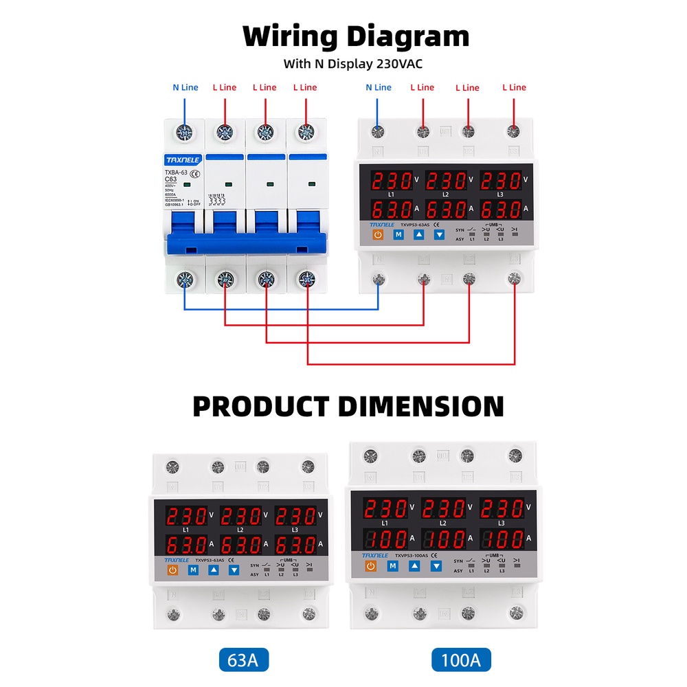 Rơ Le Bảo Vệ Vôn Kế 3 Phase 63A SYN ASYNC