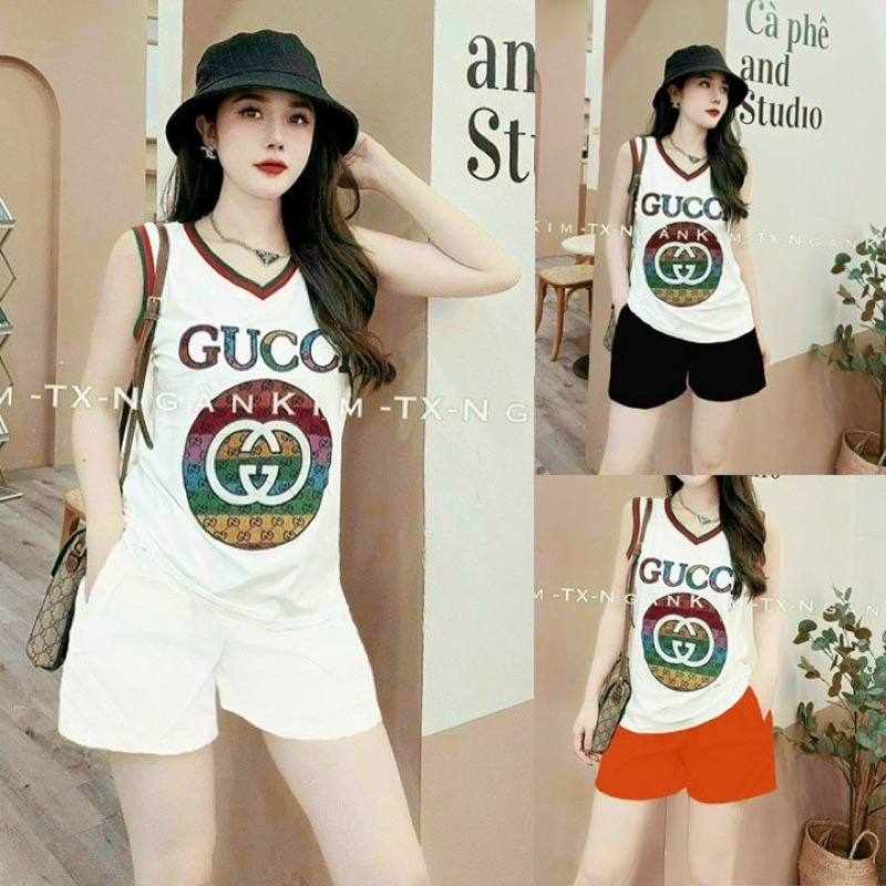 BỘ SHORT SÁT NÁCH THÊU CHỮ