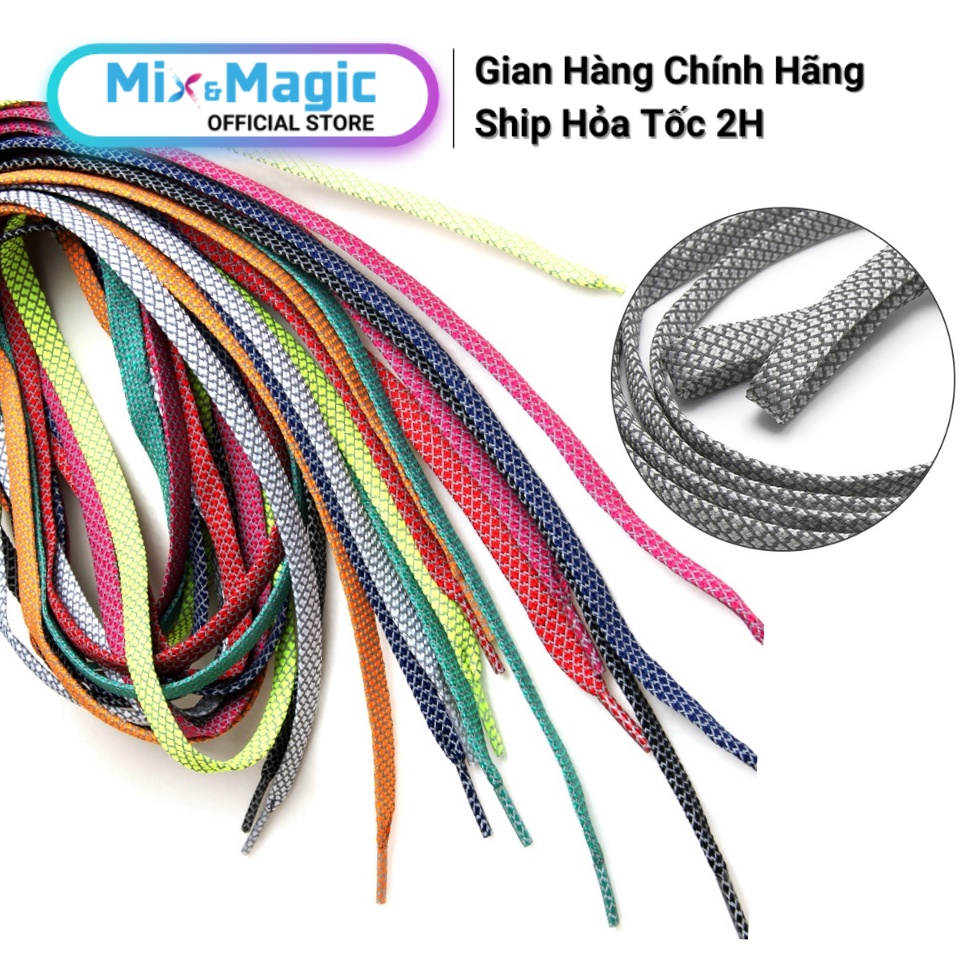 Dây Giày Phản Quang Dẹt Nam Nữ Chính Hãng MINSU Cao Cấp M2413 Cho Giày Thể Thao Sneaker Shoelaces Dẹp Nhiều Màu Dài 1m2