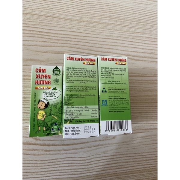 SIRO CẢM XUYÊN HƯƠNG YÊN BÁI - Cảm cúm, cảm lạnh, sổ mũi lọ 60ml