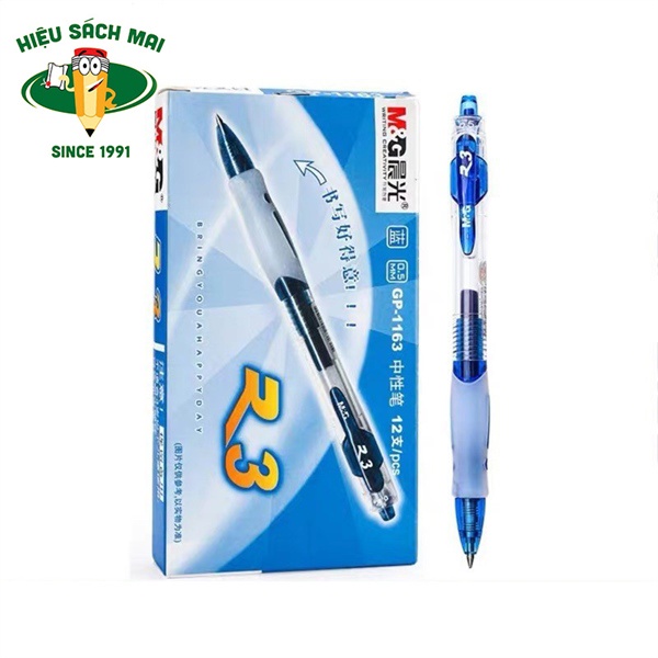 Hộp 12 cây Bút Bi Nước Béo 0.5mm Mg Gp1163 Viết Trơn Đều Mực
