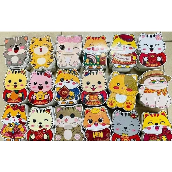 Combo 10 Bao Lì Xì Chibi, Bao Lì Xì Hoạt Hình Tết Quý Mão 2023 phản quang, Lì Xì Chibi Hình Con Mèo