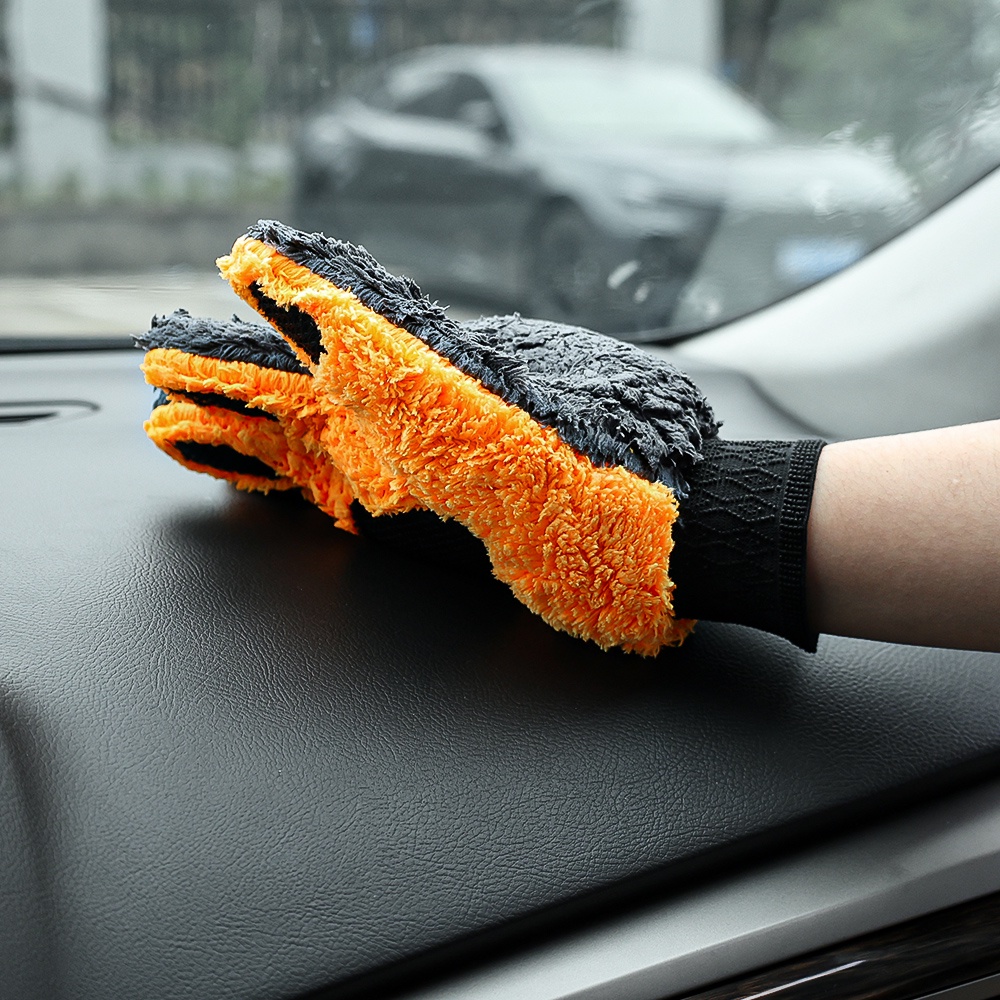 Găng Tay Nhung San Hô Mềm Mại Hai Mặt Chống Trầy Xước Vệ Sinh Xe Hơi