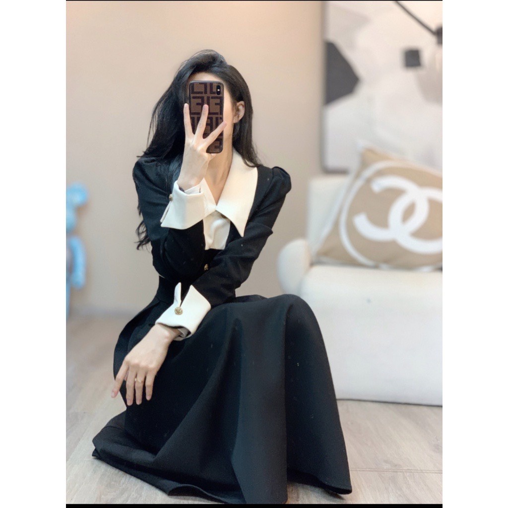 Set Áo Khoác Croptop Mix Chân Váy Dài Cạp Cao Dáng Xòe Chất Umi-Hannie Store