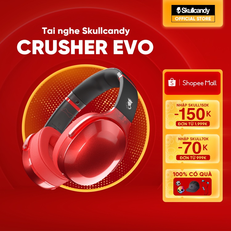 Tai nghe Skullcandy Crusher Evo Wireless Over Ear Headphone (có thanh Bass điều chỉnh tùy ý) - Bảo hành 12 tháng chính h