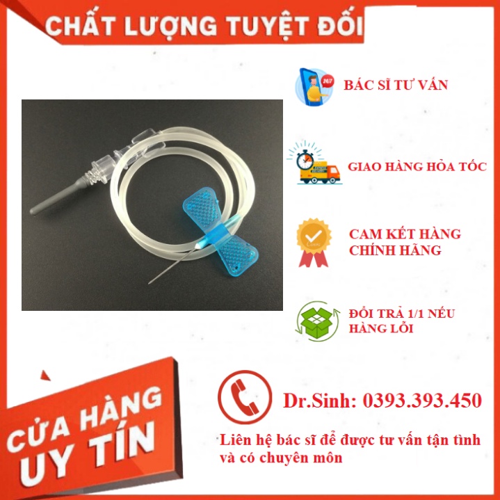 Combo 1 túi 100 kim bướm MEDI SAFE 23G lấy máu chân không dùng trong PRP tránh vỡ tiểu cầu