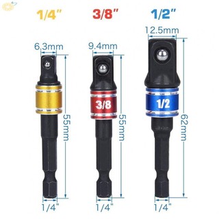 【VARSTR】One impact screwdriver with hex shank extension 1/4 3/8 1/2 bit socket adapter