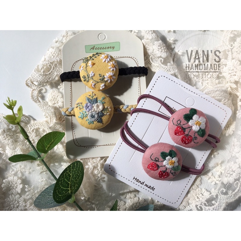 Cột tóc thêu tay Fresh color, quà tặng handmade