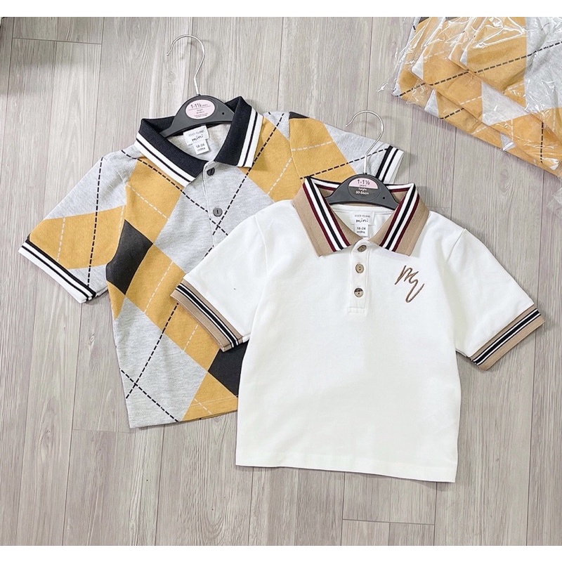 sét 2 áo ngắn tay polo bé trai sang chảnh thoải mái, áo mùa hè có cổ chất cotton thấm hút mồ hôi hàng thiết kế đẹp