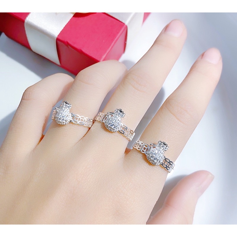 Nhẫn túi tài lộc viền đồng xu, Nhẫn nữ Bạc Ta - bạc Npj