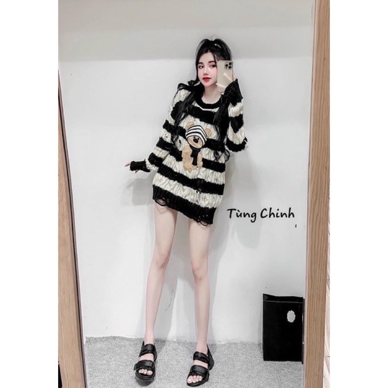 Áo len xanh cốm chữ siêu xinh