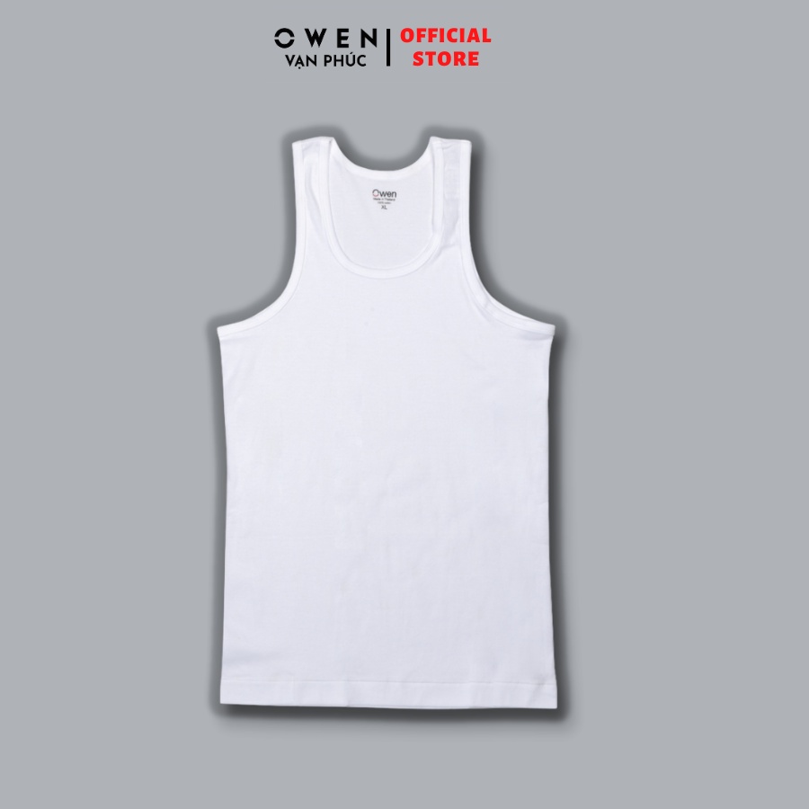 Áo Ba Lỗ Nam Owen TTMV220564 Và LAW232583 Với Chất Vải 100% Cotton Co Giãn ,Màu Trắng Trơn Tối Giản Form Dáng Slim Fit