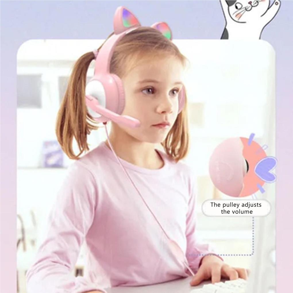 Tai Nghe Chơi Game Có Dây Hình Mèo Tinh Tế Đa Năng