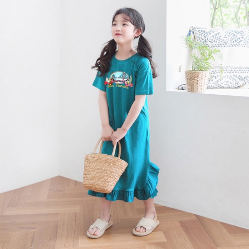 Đầm Thun Dáng Dài Phong Cách Thời Trang Mới 2023 Dành Cho Bé Gái