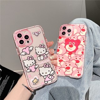 Anti-Crack edge Hello Kitty Ốp Lưng iPhone13 iPhone12 iPhone14 Pro Max Phone case iPhone 11 XS Max XR SE i7 i8 Plus Soft Cover Lotso