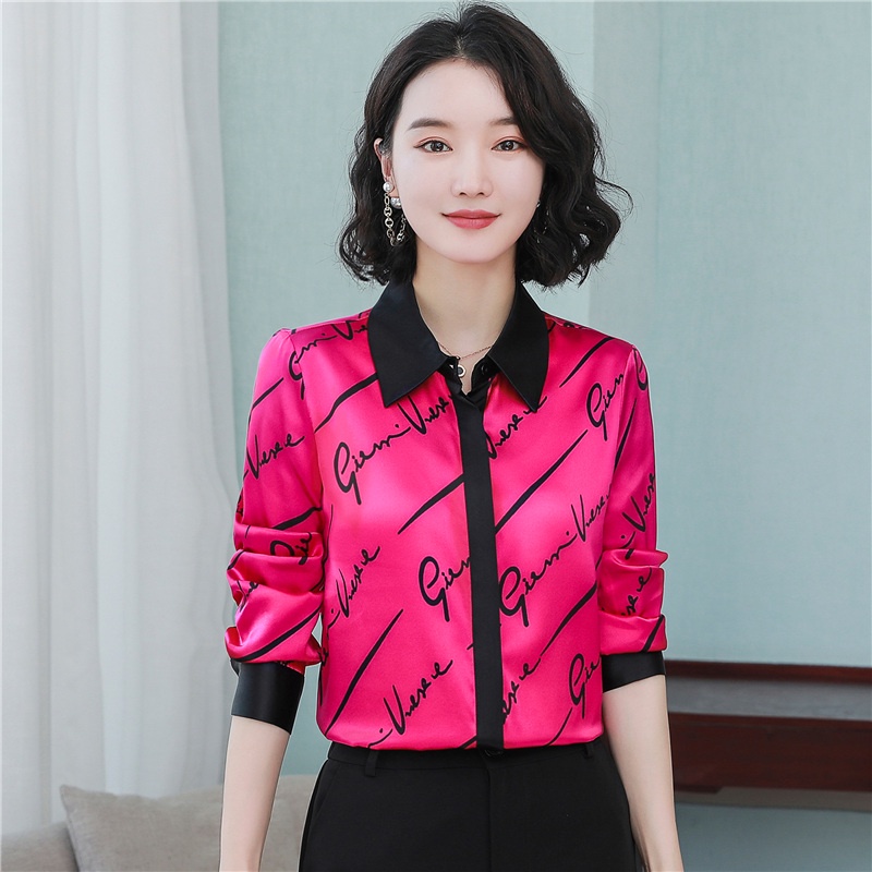 Áo Sơ Mi Tay Dài Vải Satin In Chữ Thời Trang Cao Cấp Phong Cách Mới 2023
