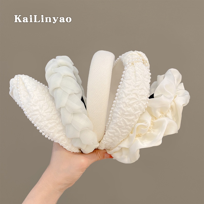 Băng Đô Cài Tóc Màu Trắng Thiết Kế Đơn Giản Thời Trang Cao Cấp