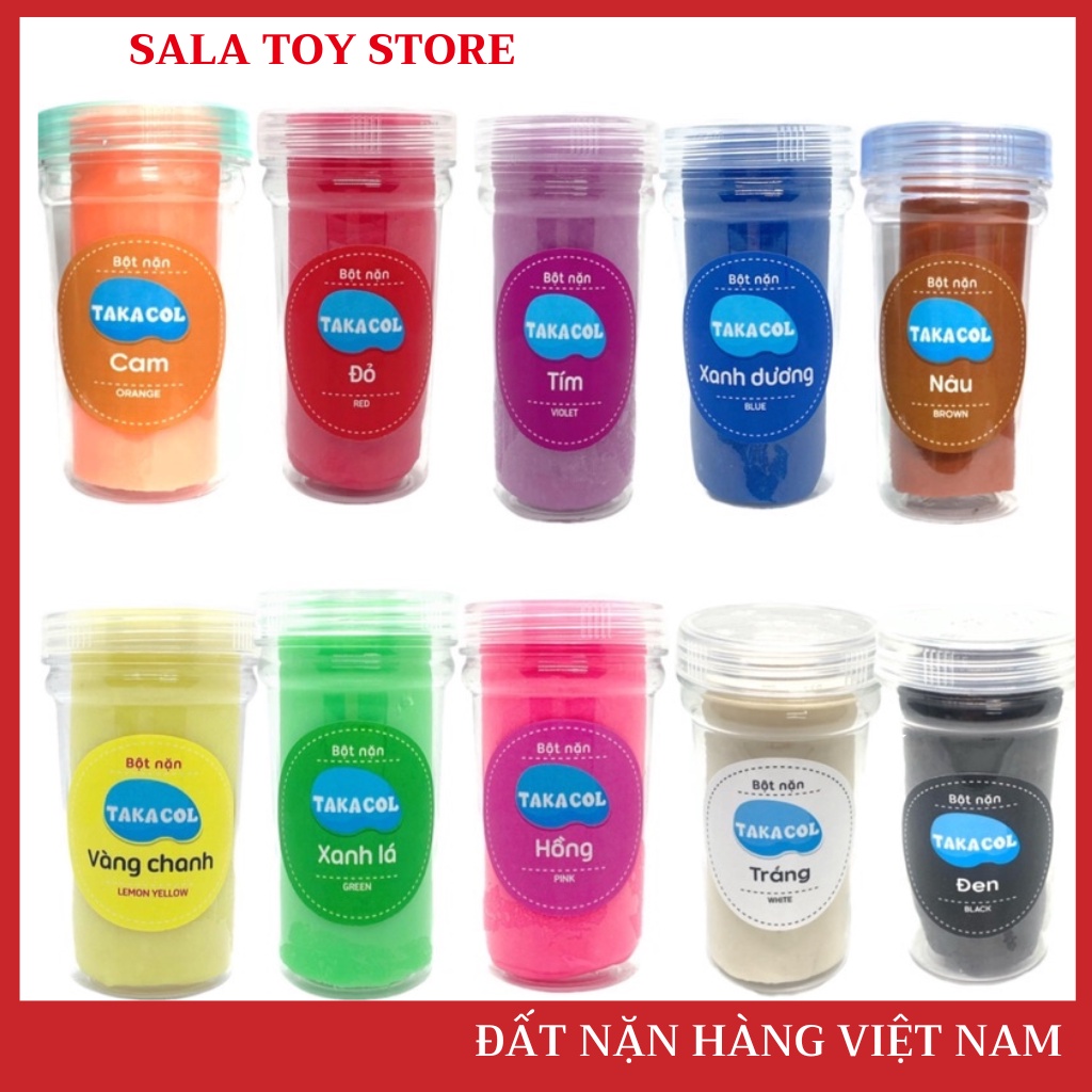 Đất Nặn An Toàn cho bé Bột Nặn TAKACOL hũ siêu to 10 màu, đồ chơi giáo dục cho bé, Hàng Việt Nam