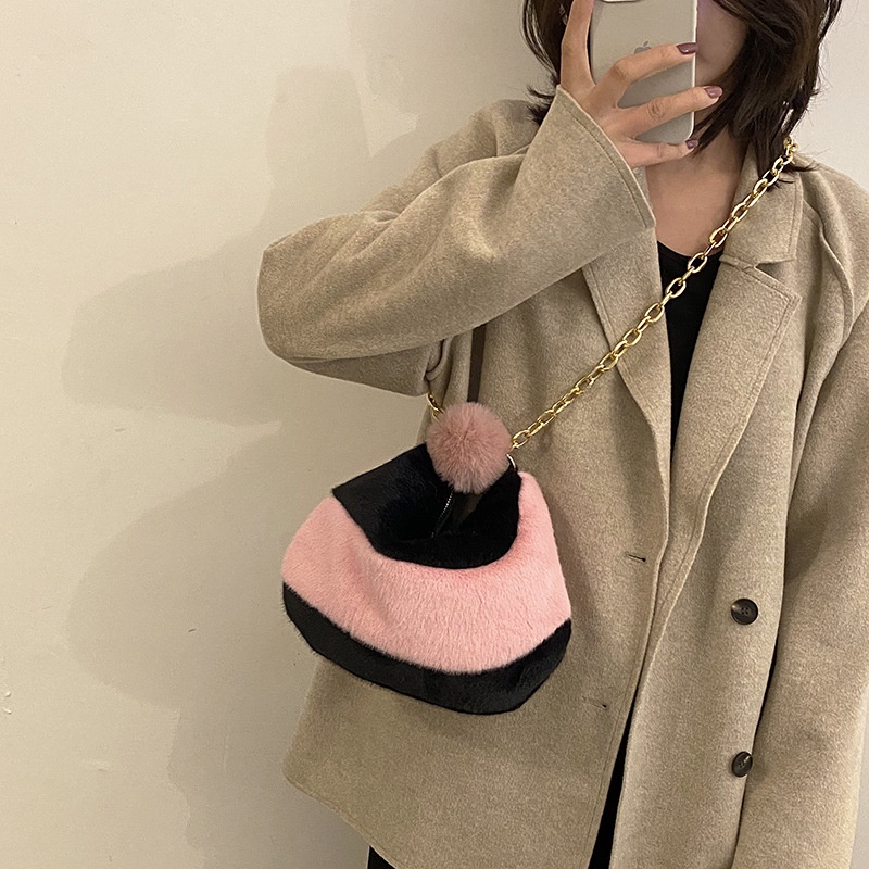 Túi Xách JASMIN NOIR Đeo Vai Chéo Hình Bán Nguyệt Phối Dây Xích Cá Tính Cho Nữ