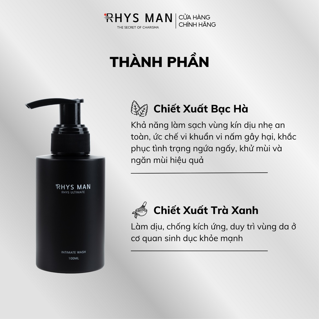 Bộ quà tặng Sữa tắm gội nam 3 in 1 Legend 350ml &amp; Dung dịch vệ sinh nam hương bạc hà 120ml RHYS MAN