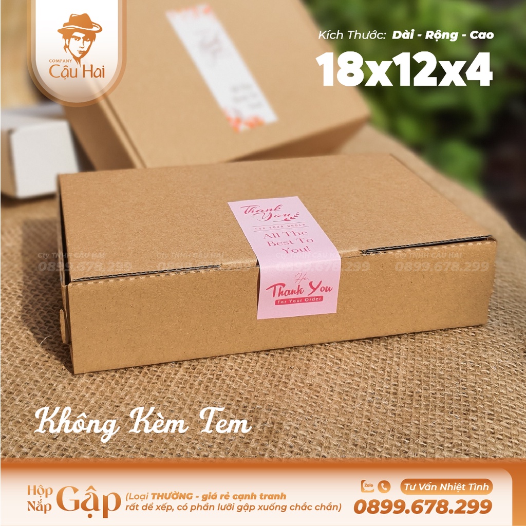 Set 50 hộp carton nắp GẬP 18x12x4