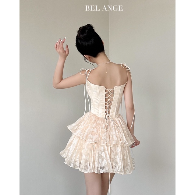 BEL ANGE - Đầm hai dây thân croset 2 tầng dập ly ngắn Louisa Dress