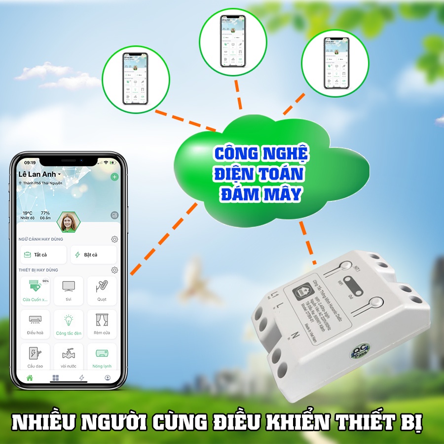 Công Tắc Thông Minh Wifi Hunonic Datic 1 Kênh 500W Điều Khiển Thiết Bị Từ Xa Qua Điện Thoại, Bảo Hành 6 Tháng 1 Đổi 1.