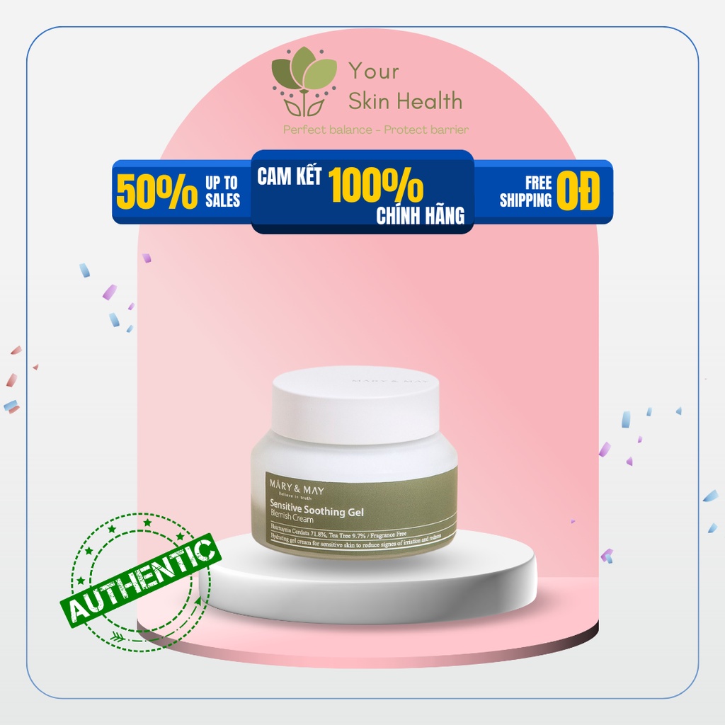 Gel dưỡng ẩm làm dịu da nhạy cảm MARY & MAY Sensitive Soothing Gel Blemish Cream 70ml