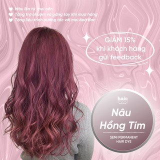 (Tặng Bodymist) Thuốc nhuộm tóc màu nâu hồng tím không tẩy (tặng trợ nhuộm, găng tay)
