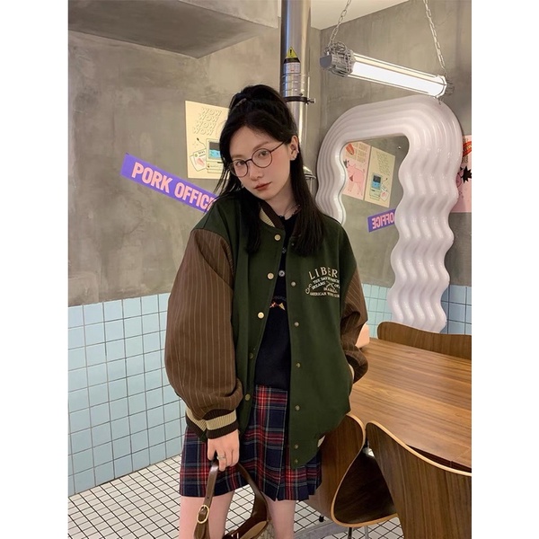 Áo Bomber xanh rêu cho Nữ Love Rosie