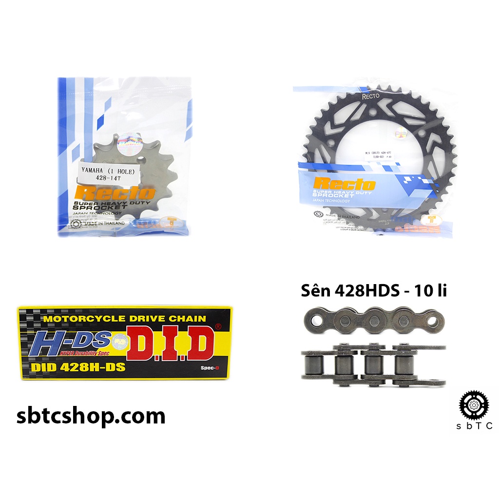 NSD Nhông dĩa RECTO sên DID đen 10 li ly Yamaha MT15 FZ155 R15V3 XSR155 chính hãng Thái Lan