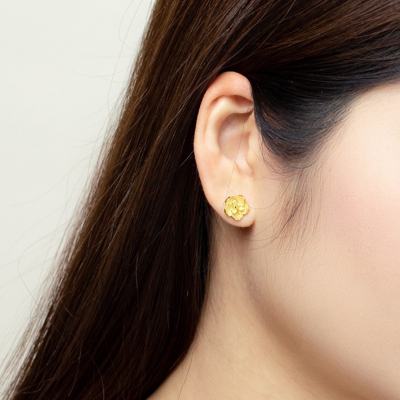 Bông tai kiểu hoa dát vàng 24k