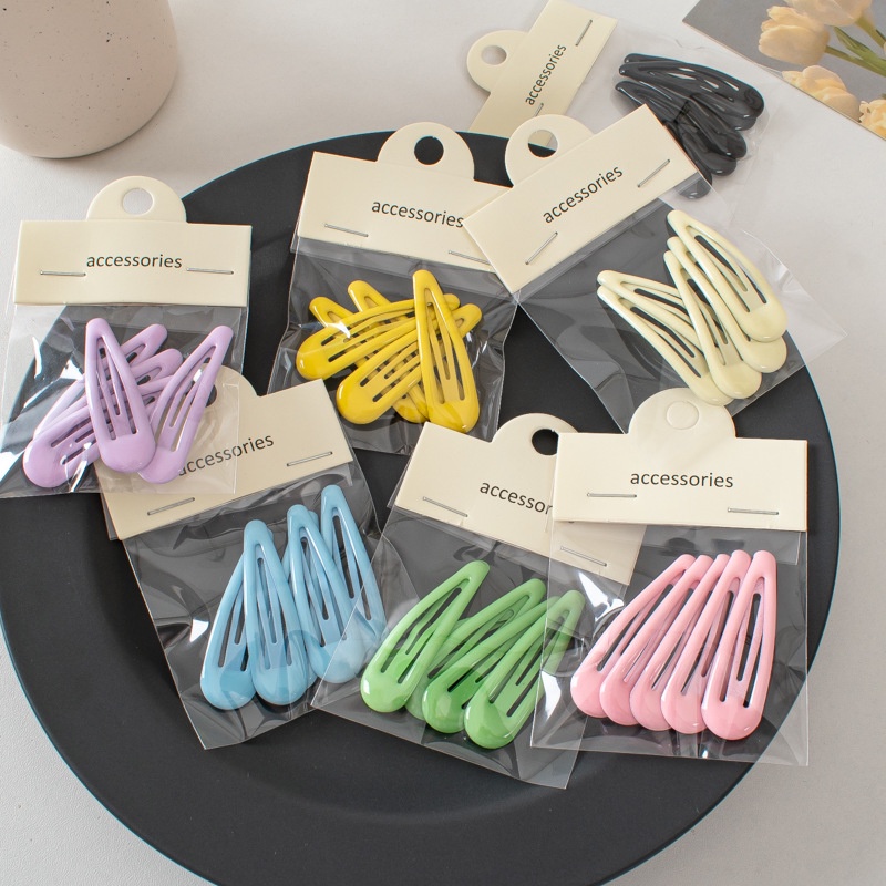 Set 5 Kẹp Tóc Màu Trơn Hình Giọt Nước Thời Trang