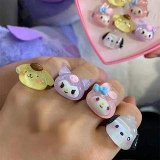 SANRIO Nhẫn Hở Họa Tiết Hoạt Hình Kuromi Pachacco Cinnamoroll Melody Dễ Điều Chỉnh