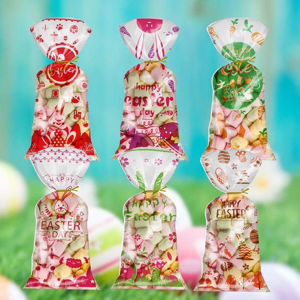 LAKAMIER Set 50 Túi Đựng Kẹo Hình Thỏ Phục Sinh Dễ Thương