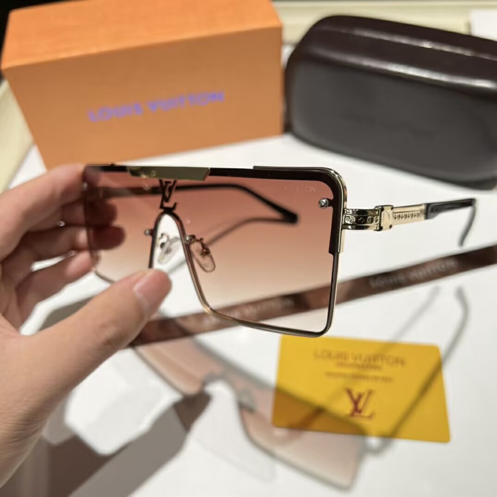 Kính Mát Gọng Vuông Chống Nước In Dấu Chân Mày Mẫu Mới 2023LV Dành Cho Nam Và Nữ