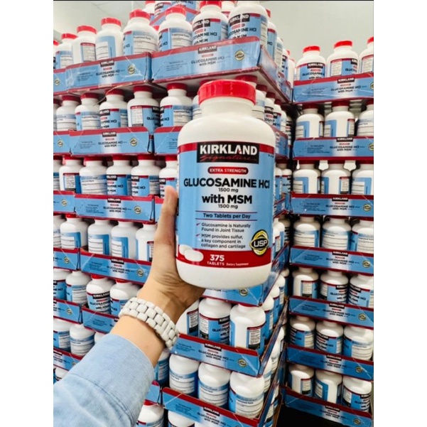 Viên uống Glucosamine HCL with MSM của Kirkland 1500mg 375 viên của Mỹ