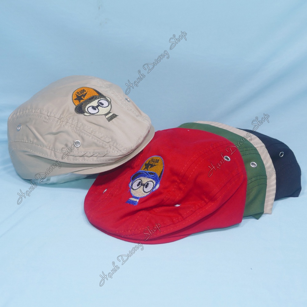 Nón bê rê trẻ em vòng đầu từ 45-52cm thêu hình người Bane mũ mỏ vịt từ 2-4 tuổi có khóa tăng giảm size đầu