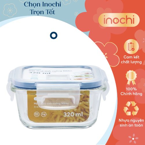 Hộp thuỷ tinh vuông Inochi - Nikko 320 ml