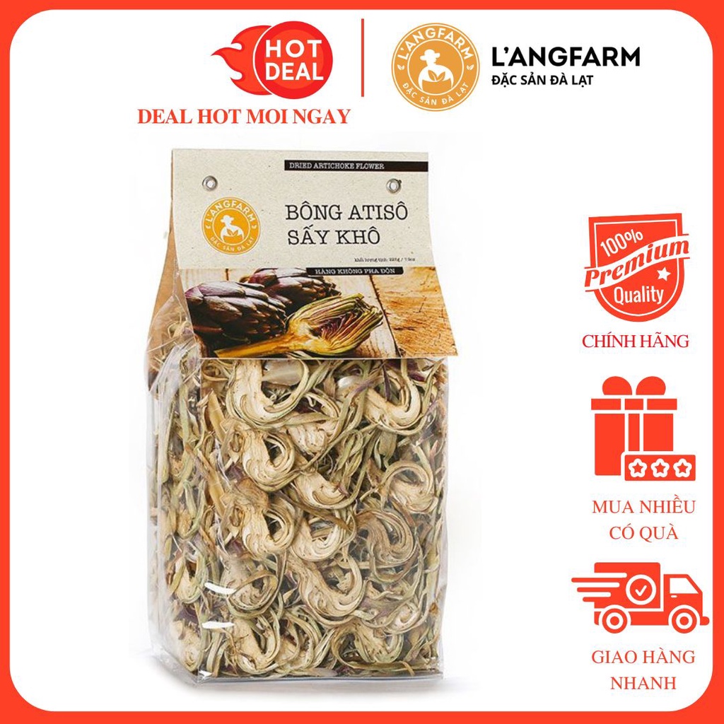 Bông Atiso Sấy Khô Langfarm Đà Lạt Bịch 225G Chính Hãng