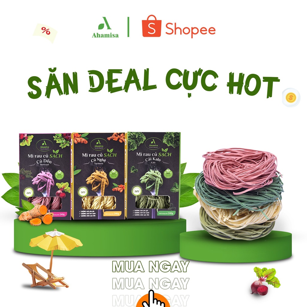 Mì Rau Củ Sạch Ahamisa 5 Vị Tự Chọn, Mì Ăn Kiêng, Mì Rau Củ Cho Bé, Ăn Chay, Thực Dưỡng 240 Gram