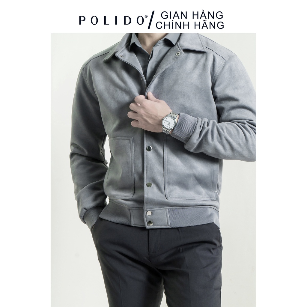 Áo khoác da lộn CF Polido chất liệu cao cấp 3 màu kiểu dáng cổ đức giữ ấm giữ nhiệt tốt thời trang nam dễ mặc dễ phối